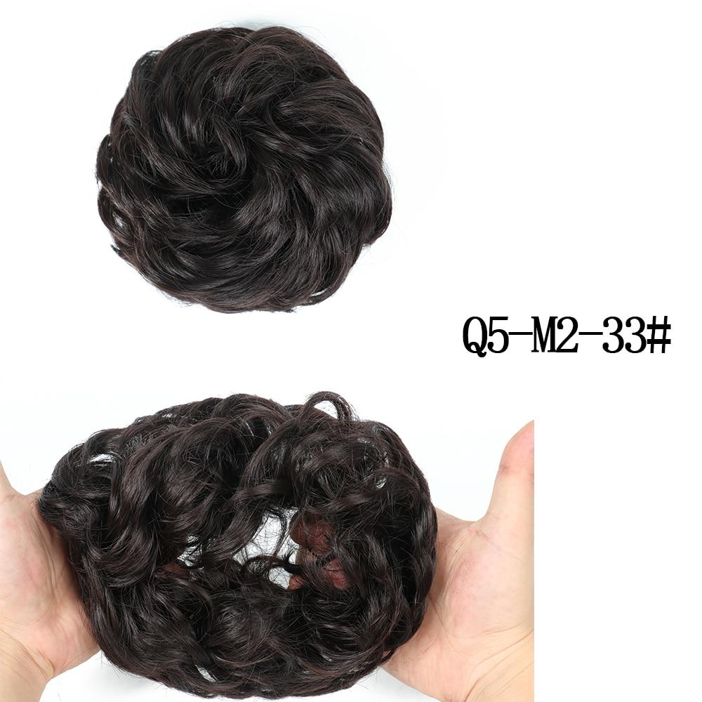 MISSQUEEN Messy Chignon Donut Hair Bun Pad Elastic Hair Rope Rubber Band Synthetic Hairpiece Black Gary Brown Color