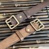 Belt Men's Korean-Style Retro Distressed Trendy Unique Double Needle Copper Buckle Genuine Leather New Pure Cowhide Jeans Belt