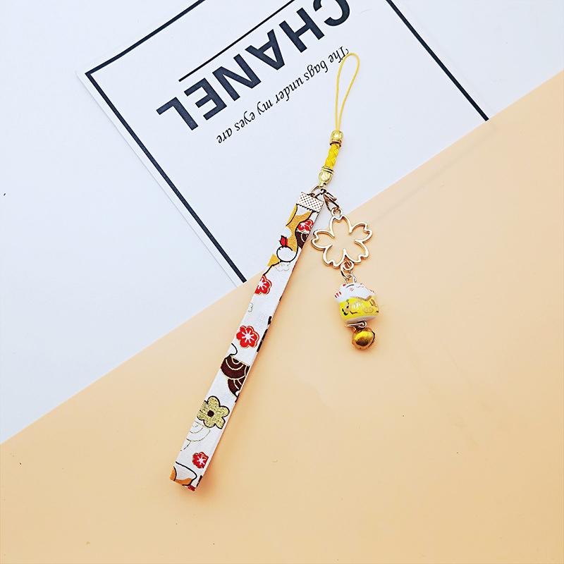 Japanischer Smartphone-Anhänger Lanyard Blume Katze Glocke Anhänger