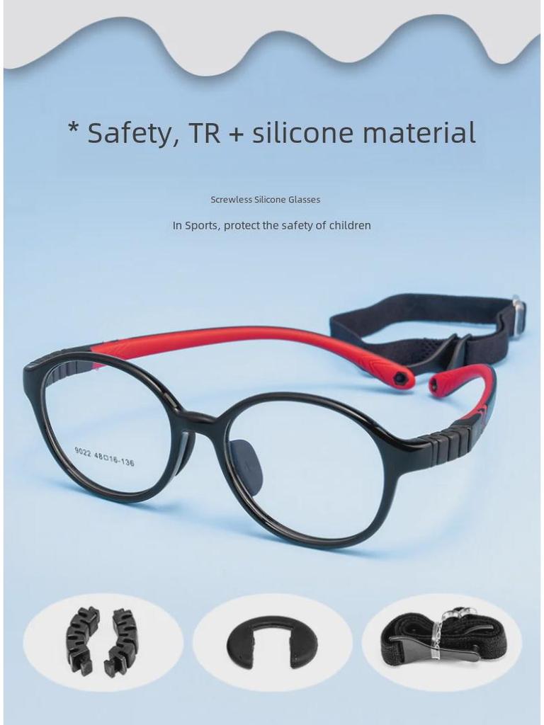 Danyang 9022ET Kids' Retro Round Myopia Glasses - Ultra-light Silicone TR Frame