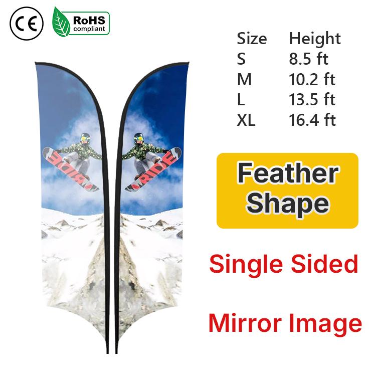 Customized Beach Feather Flag Banner Promotional Wind Flying Outdoor Decorative Advertising Custom Feather Flag (as the picture,S)
