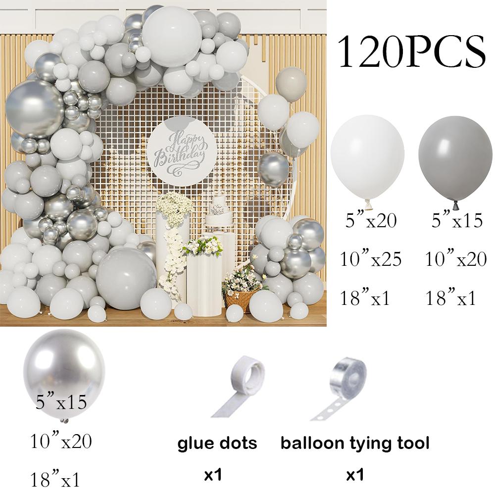 

Retro Grey White Balloons Garland Metal Silver Balloon Arch Kit Wedding Anniversary Birthday Party Baby Shower Decoration Globos AS Picture