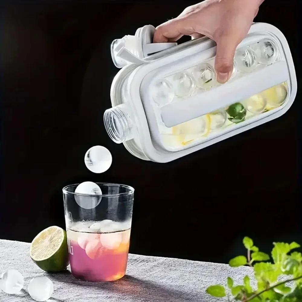 Portable 2in1 Folding Ice Maker Water Bottle with Creative Ice Cube Mold Ice Hockey Lattice Kitchen Bar Gadgets Ice Making Tool