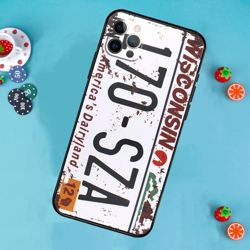 Retro Funny License Plate Phone Case For iPhone 17 Air 14 16 15 11 12 13 Pro Max 12 13 Mini 15 16 Plus 16e Cover Funda