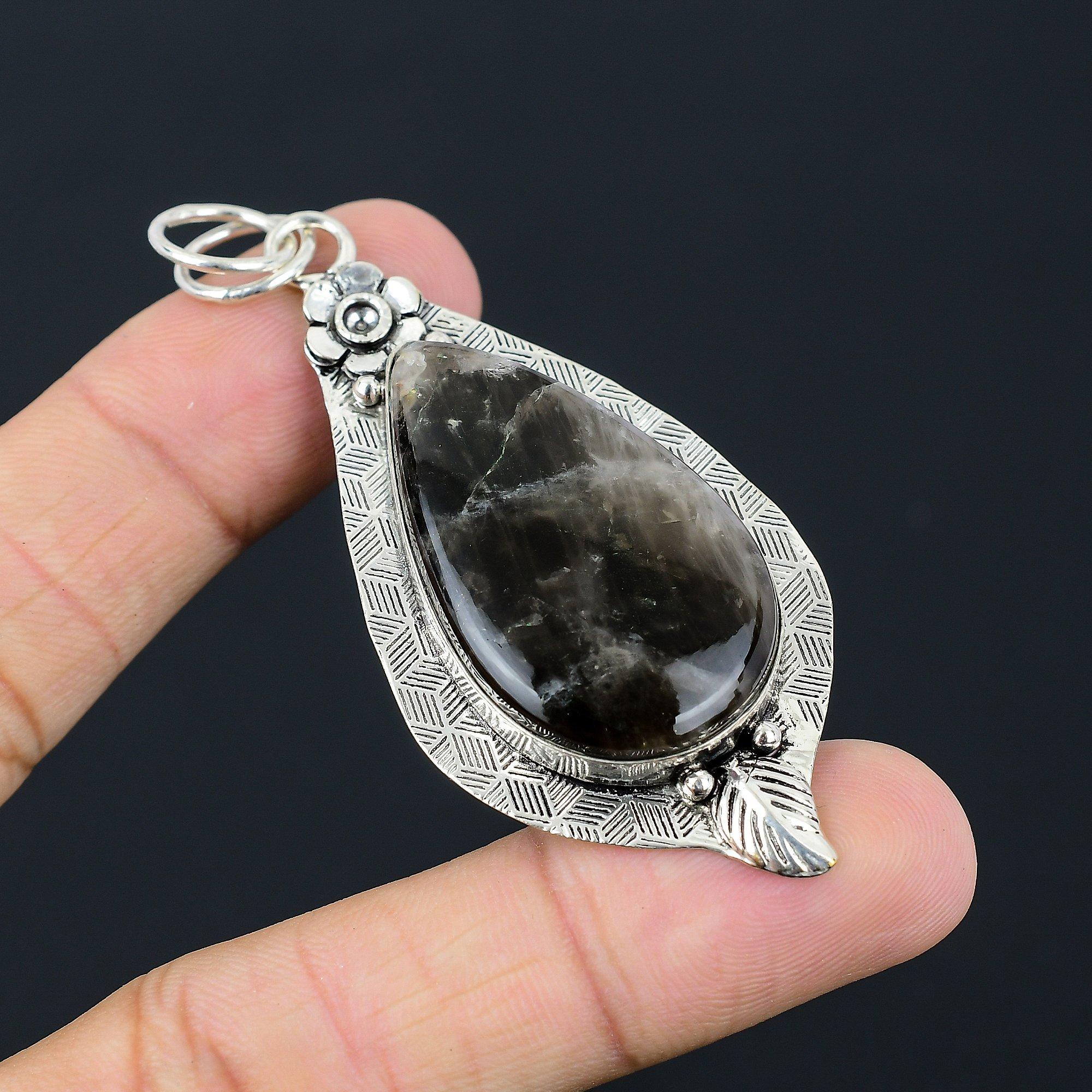 Sisters Day Deal 925 Sterling Silver Fume Agate Gemstone Flower Boho New Pendant