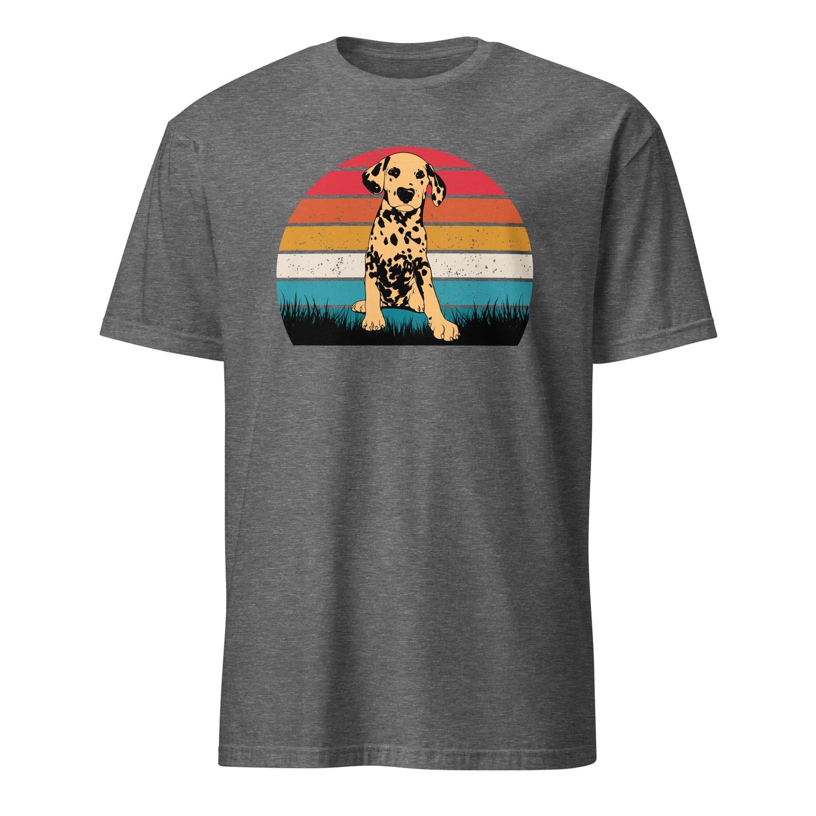 Sunset Dog Unisex T-Shirt, dalmatian puppy pet breed animal outdoors retro S