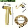 1 Set Golden Toilet Handheld Bidet Sprayer, Stainless Steel Bathroom Companion, High-Pressure Shower Kit, 59-Inch Flexible Hose,
