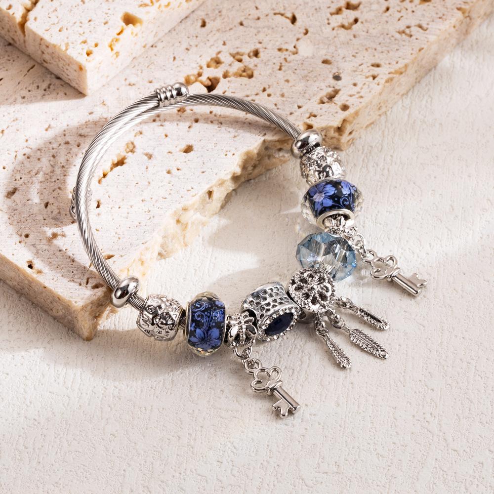 Браслет JYL TS DIY Ключ Цветок Сердце Подвеска Регулируемый Привлекает Удачу и Любовь key бланшированные миндальные