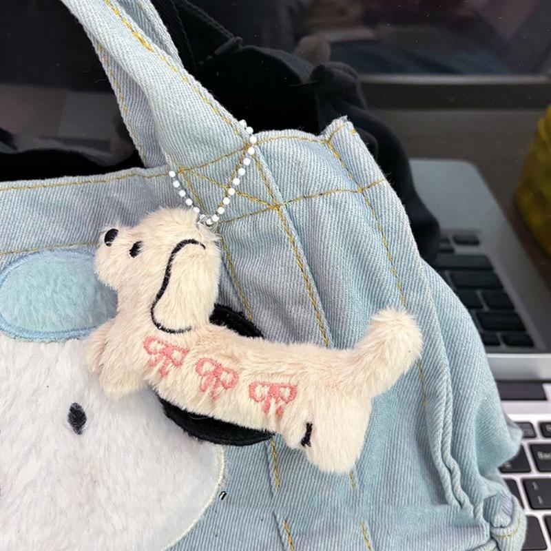 Dog Shaped Plush Bag Charm Keyring Soft Stuffed Animal Keychain Shopping Bag Charm Fashion Accessories for Everyday Use