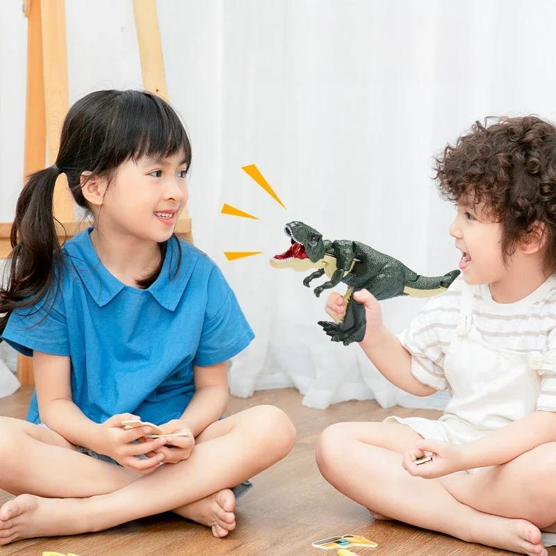 Funny Sound Dinosaur Children Decompression Toy Hand-operated Telescopic Swing Dinosaur Fidget Toy for Kids Xmas Gift