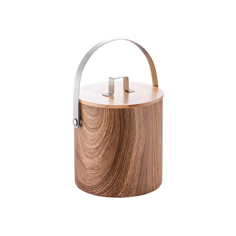 

304 Stainless Steel Ice Chiller Bucket with Wood Lid 2 Liter Large Capacity For Champagnes Wine Beverage Chilling