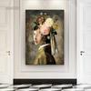 Portret faimos Mona Lisa, Fata cu perle Flori Pictură în ulei Imprime pe pânză Poster mural vintage Cuadros Wall Art