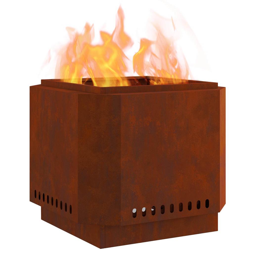 Smoke Free Fire Pit Brown 58 X 58 X 51 Cm Weatherproof Steel