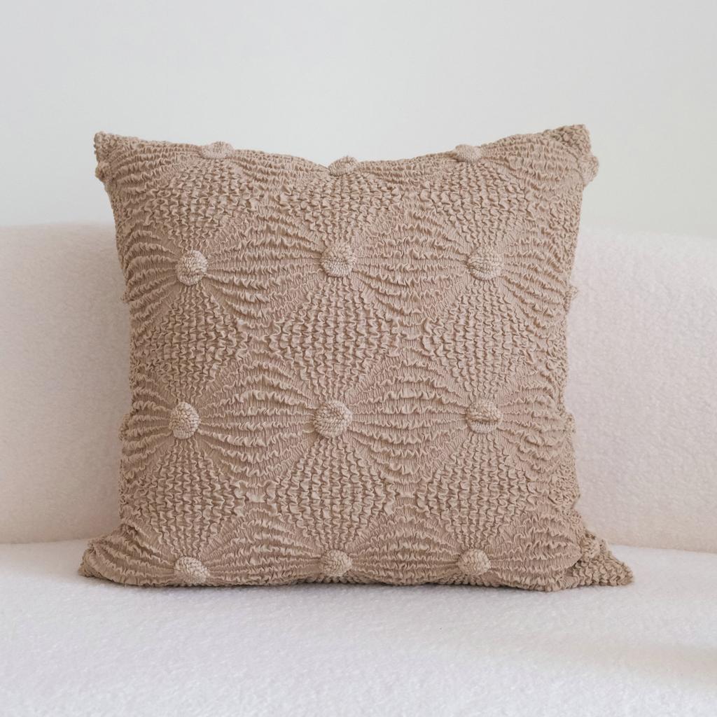 Boho Textured Lumbar Throw Pillow Cover Brown Floral Cushion Case Farmhouse Pillowcase for Couch Sofa Bed Living Room Decor