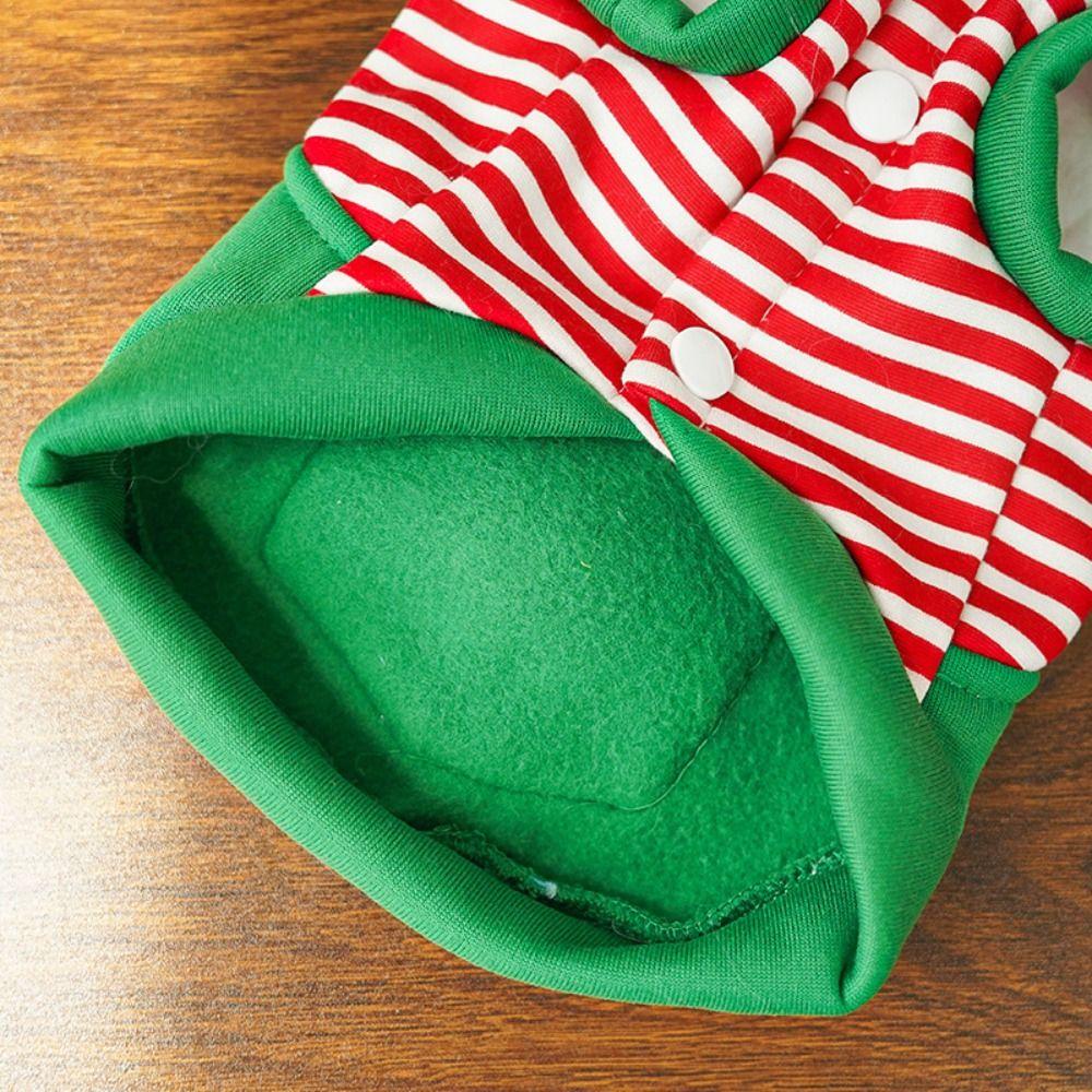 Striped Dog Christmas Clothing Breathable Warm Cats Christmas Coats Elk Pocket Comfortable Pet Dress Up Costume