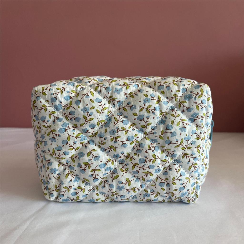 2024 Floral Cotton Cosmetic Bag - Large Capacity, Portable, Hand-Held Storage