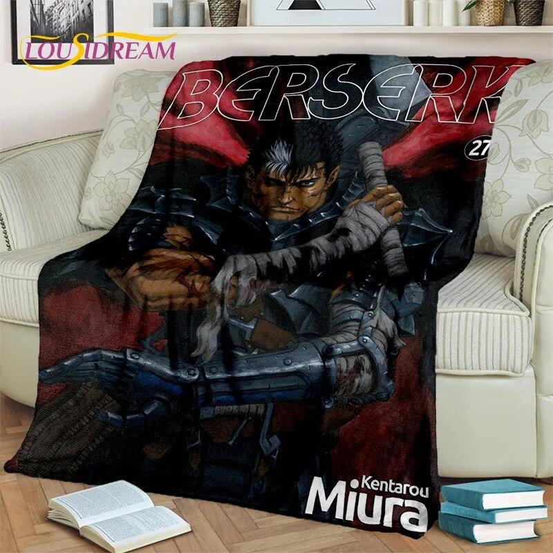 3D Anime Calssic Berserk Cartoon HD Blanket,Soft Throw Blanket for Home Bedroom Bed Sofa Picnic Travel Office Cover Blanket Kids