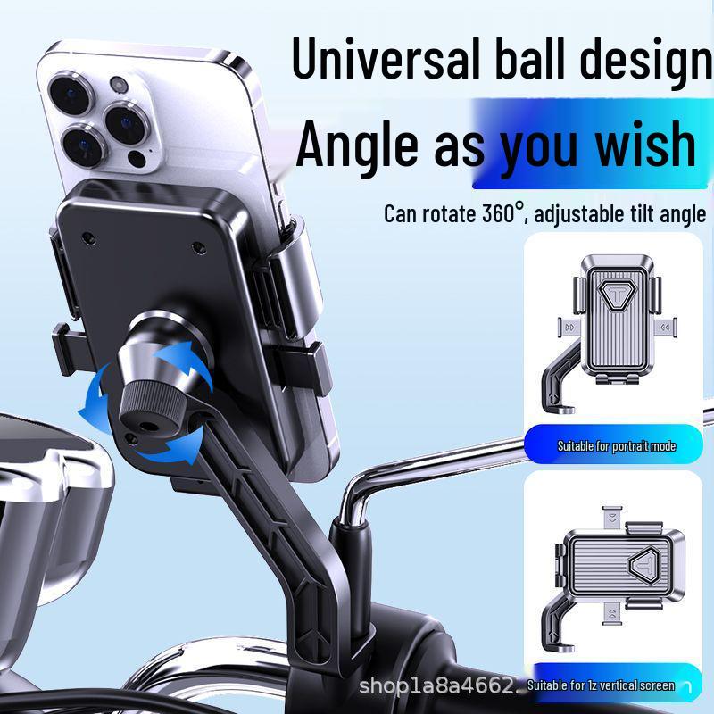

Electric Vehicle & Motorcycle Phone Holder for Navigation T-Shape Bracket Rearview Mirror Version