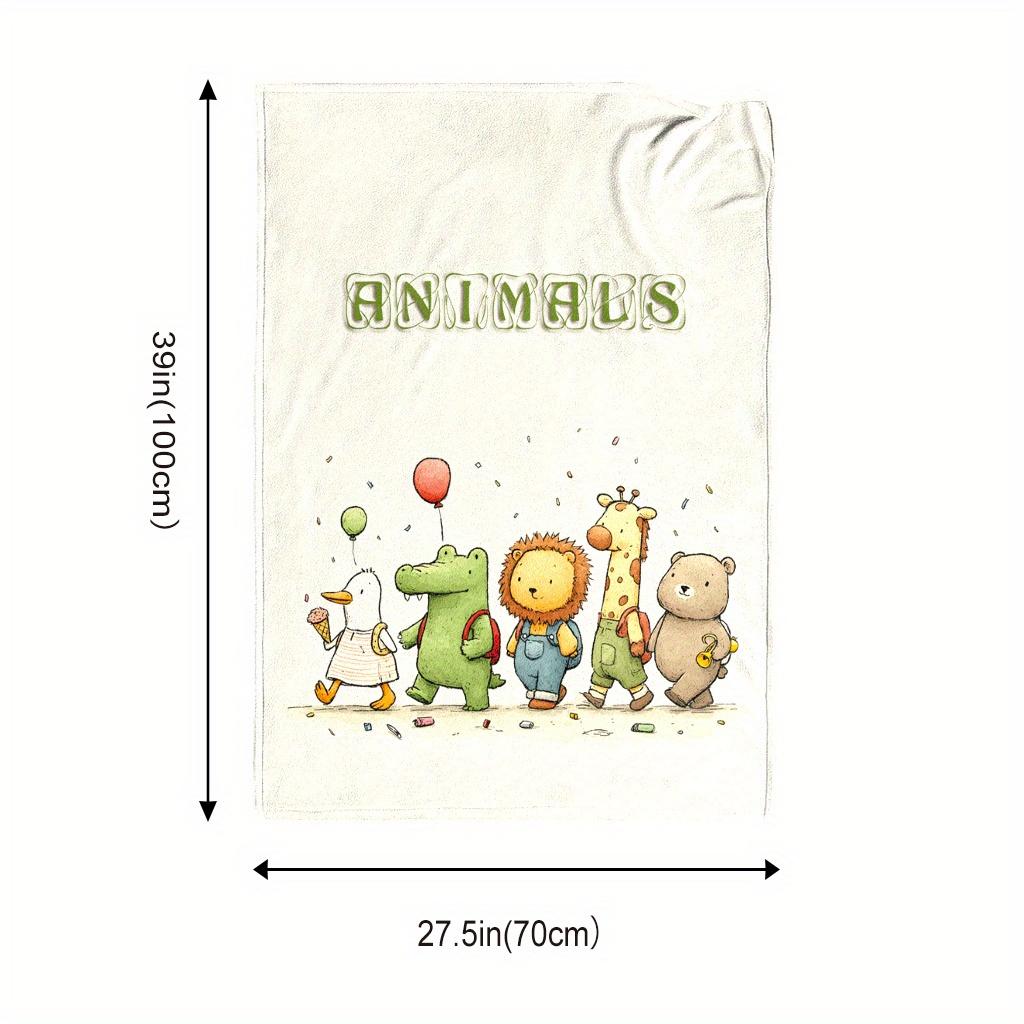 Cartoon animal parade pattern Flannel printed blanket suitable for all seasons suitable for living room office sofa and travel