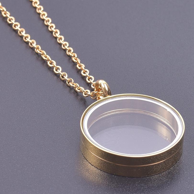 Never Fade Round Stainless Steel Locket Pendant Necklaces For Women Men Accessories Living Lockets Necklace Memory Jewelry Gift