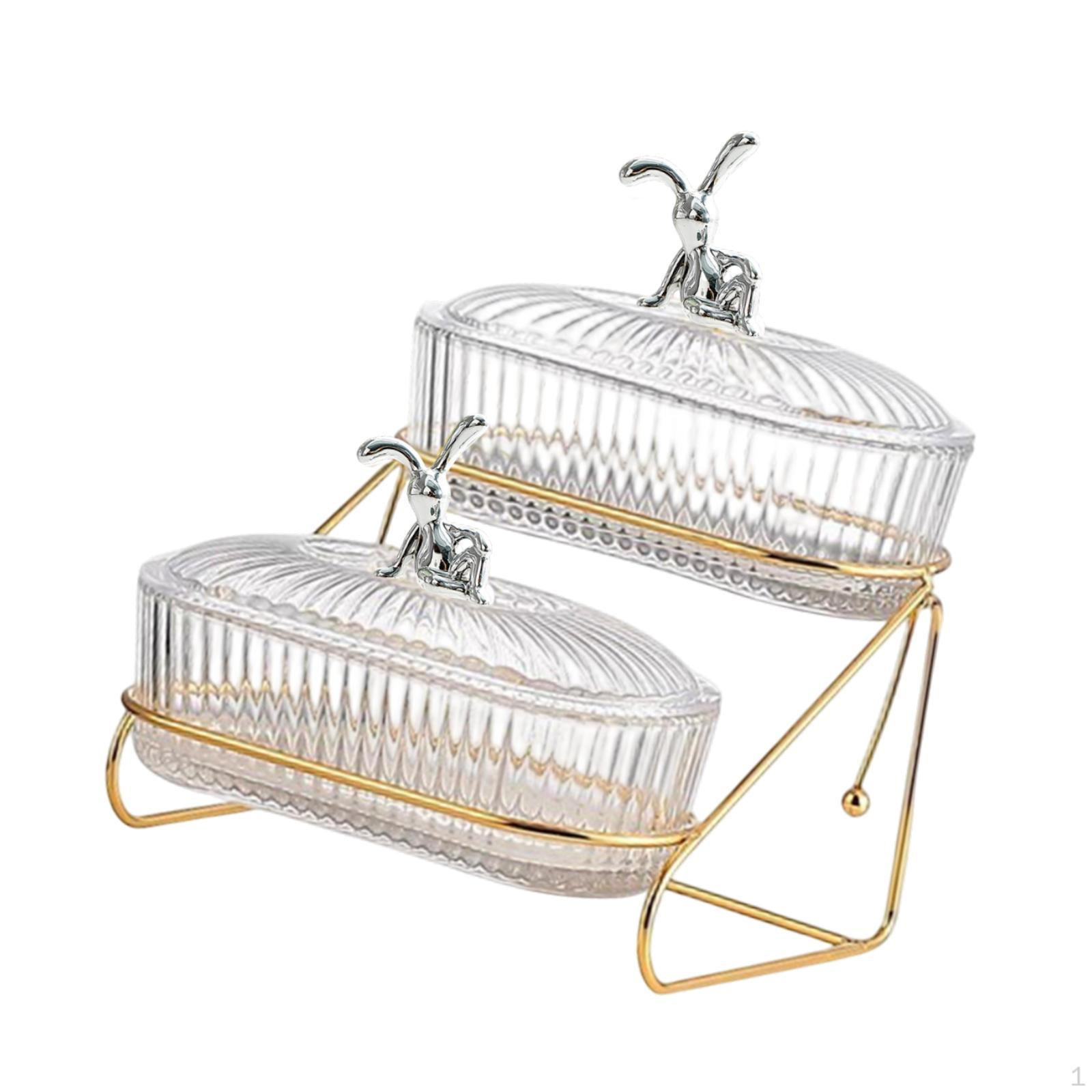 

Чаша для сухофруктов, контейнер для хранения продуктов питания с железной полкой, стильный для начинающих в стиле Nordic 2 Tiers