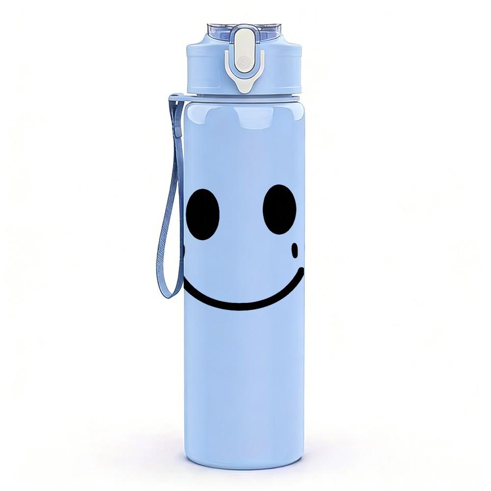 1PC Pinch Cheek Smiley 750ml Color Plastic Sports Water Bottle Leakproof Flip Straw Lid Suitable for Sports Office Home Use