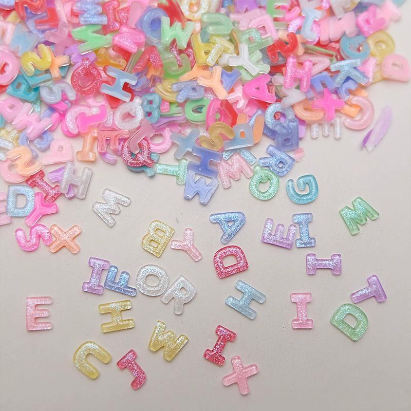 WTEMPO Mixed Colorful Nail Art Charms Cute Letter Shaped Designs Flatback Mini Nail Decorations Kit DIY Phone Cases Hair Clips Crafts Making Supplies