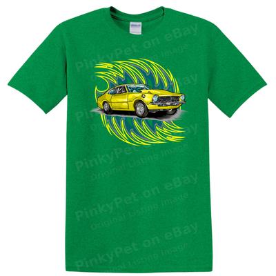 Vintage Car Illustration Graphic T Shirt Classic Yellow Car W/ Cool Design Tee