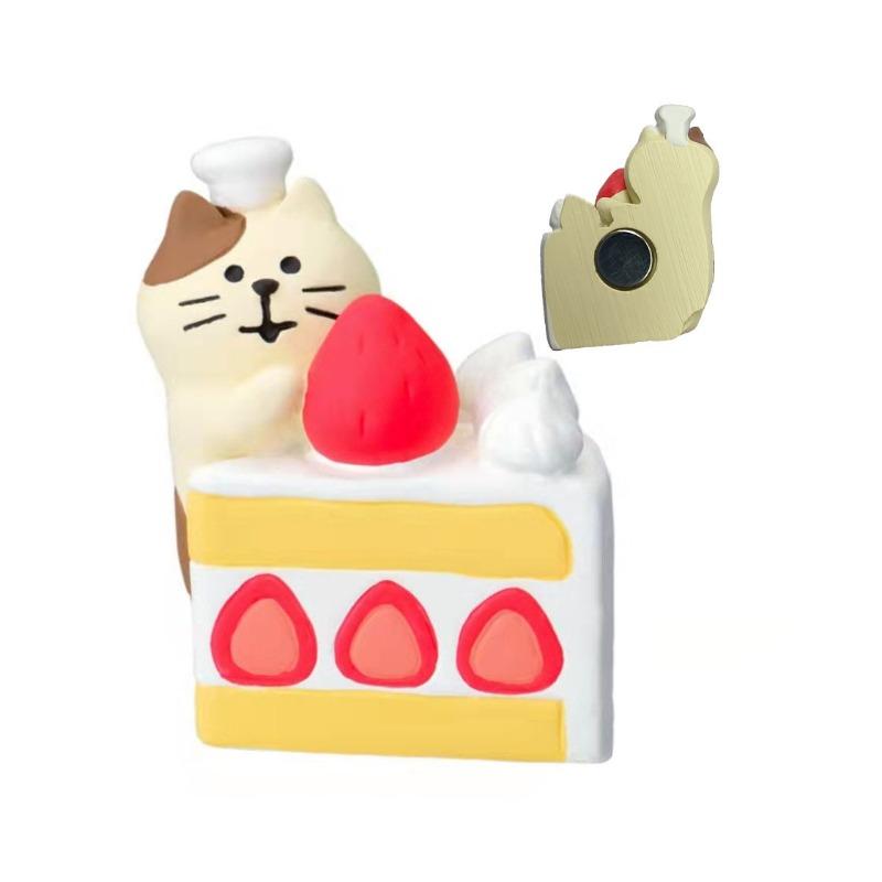 Japanese cat refrigerator sticker, grocery zakka cute bread coffee shop decoration gift miniature resin ornament