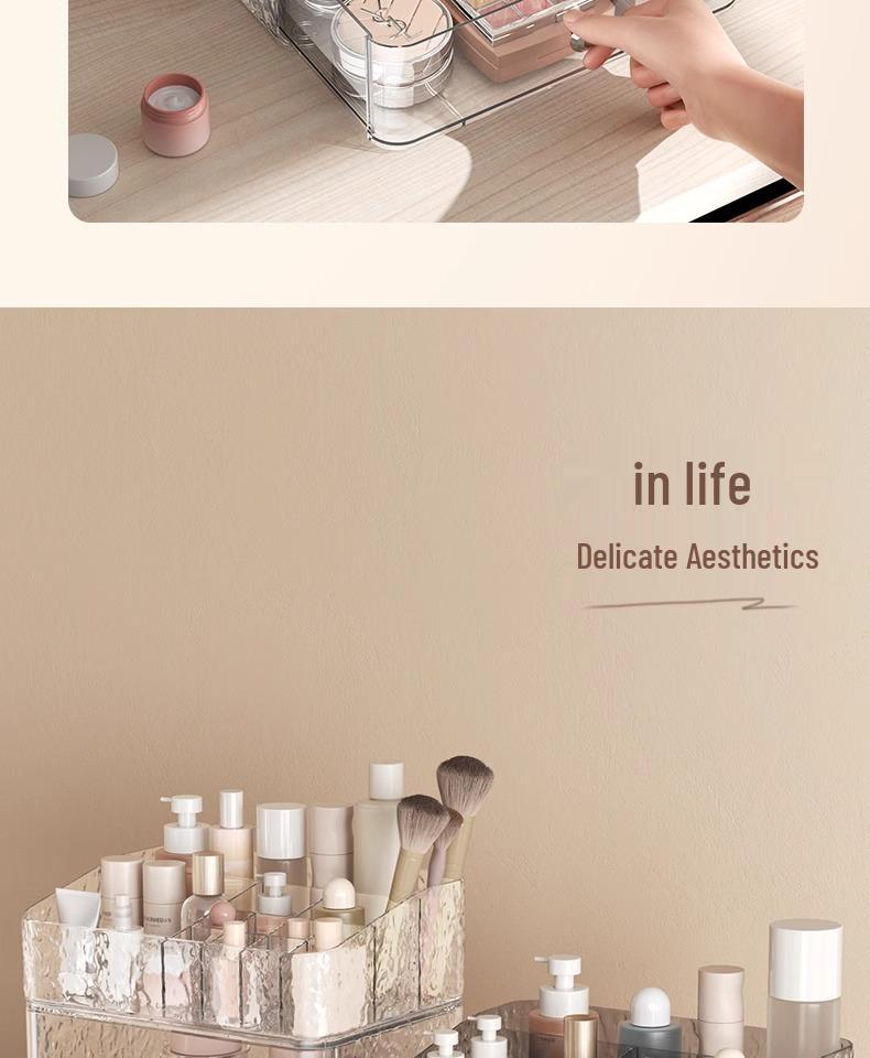 Luxury Large Capacity Cosmetic Storage Box with Drawers for Desktop or Dressing Table