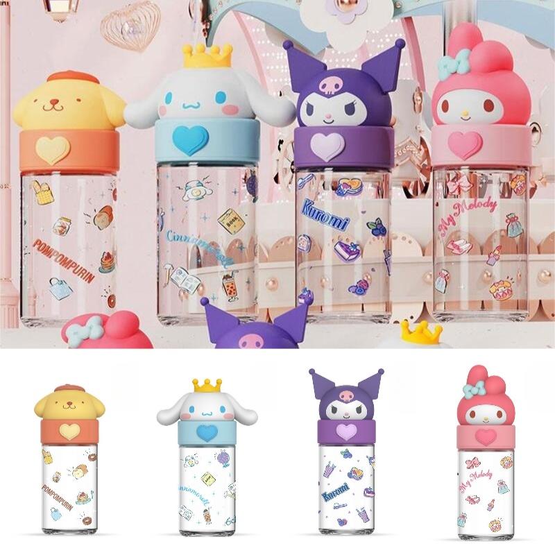 Cute Sanrio Kuromi Cinnamoroll Glass Water Bottle High Quality Cartoon Themed Cup