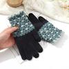 Flower Pattern Knitted Gloves For Women Girl Stylish Design Windproof Thick Warm Handwear for Cycling Skiing Daily Use