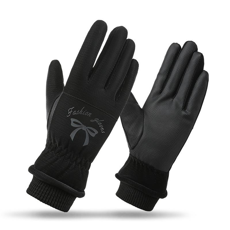 Gloves Women's Fleece Thickened Warm Electric Vehicle Windproof German Fleece Spring and Autumn Winter Riding Cold Driving Cycling