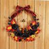 Halloween Wreaths For Front Door Fake Leaves Ornament 16 Inch Realistic Maple Leaves Berry Halloween Wreath For Indoor Outdoor
