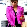 Noora Women's Hot Pink Lambskin Leather Jacket, Slim Fit Outwear Leather Jacket, Party Wear Leather Jacket