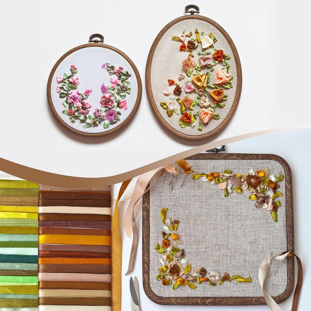 PATIKIL 6x4.7inch Embroidery Hoops, 5Pieces Imitated Wood Oval Frame Cross Stitch Hoop Ring for Embroidery Art Craft Sewing Ornaments Hanging