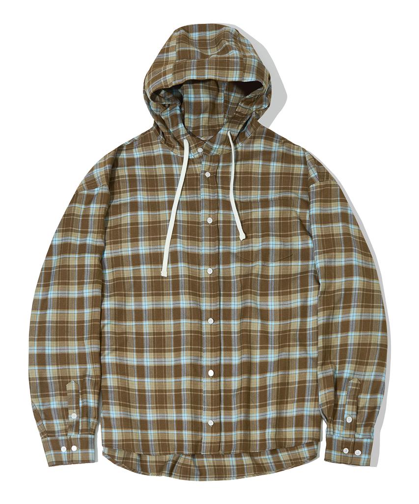 Sekeonmonollogeu Oversized Check Hoodie [Lkhaki]_Sesh012Lkhaki