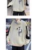 Men’s Trendy Colorblock Patchwork Hoodie – Spring/Autumn, Loose Fit, Plus Size, Round Neck, Long Sleeve Printed Top