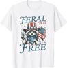 4th of July Boys Feral But Free Funny Raccoon Kids Toddler T-Shirt