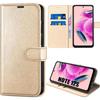 Case for Xiaomi Redmi Note 12S, Shockproof Leather Effect Case with Card Pocket and Stand Function Golden (not for Redmi Note 12)