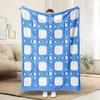 Cozy Blue Geometric Fleece Blanket - Soft Breathable  Polyester, High-Definition Digital Print, All-Season Machine Washable