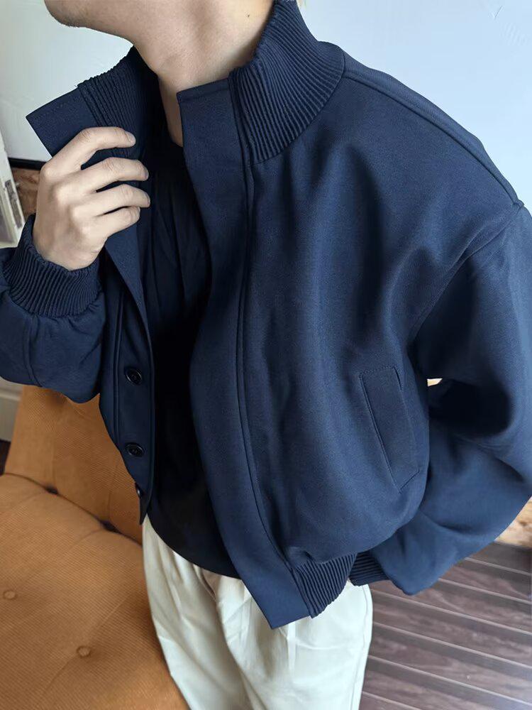 Męska pikowana kurtka bomberka Harajuku 2025 - Wysokiej klasy casualowy kołnierz stojący na wiosnę/jesień