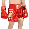 Leone 1947 DNA Shorts, Unisex Muay Thai/Kickboxing Shorts, Satin Fabric with Elastic Waist (Size Small), Red/Gold, AB966 [Authentic]