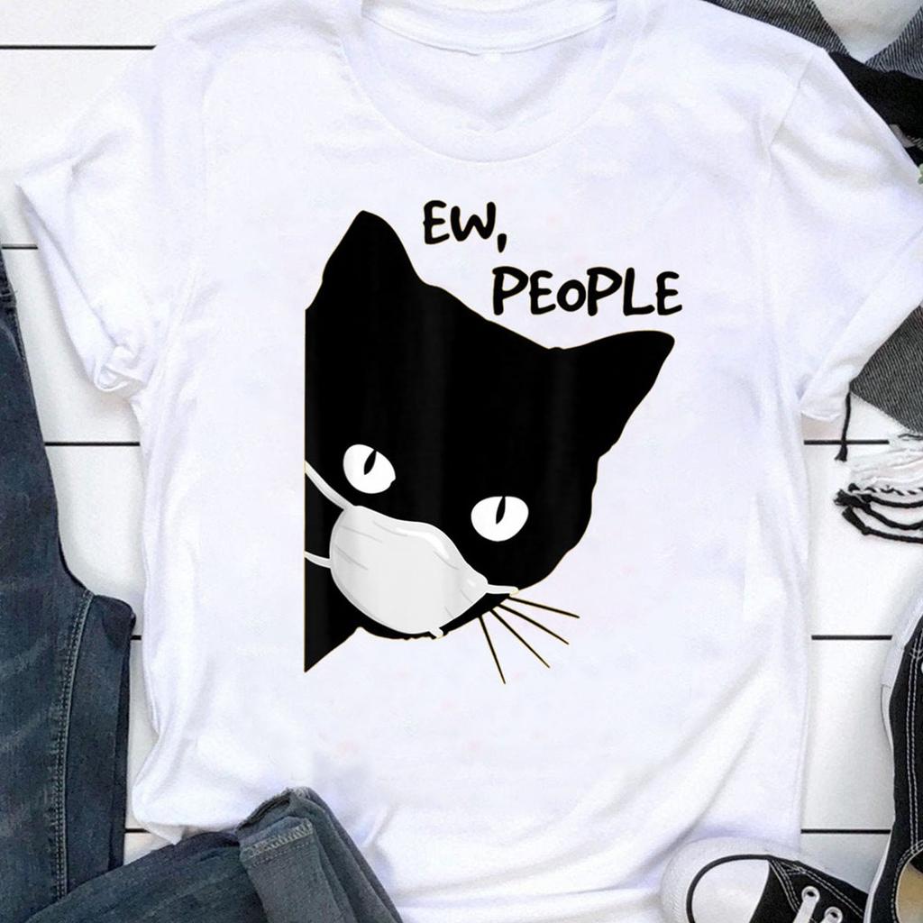 Ew people - Black Cat Mask- Quarantine 2021 Tee T-Shirt, Cat Lover Gift, Funny Cat Shirt, Summer Shirt, Cool cat