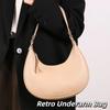 Portable PU Leather Half Moon Shoulder Bag Vintage Solid Color Retro Underarm Bag Crescent Handbag Women's Armpit Bag Daily