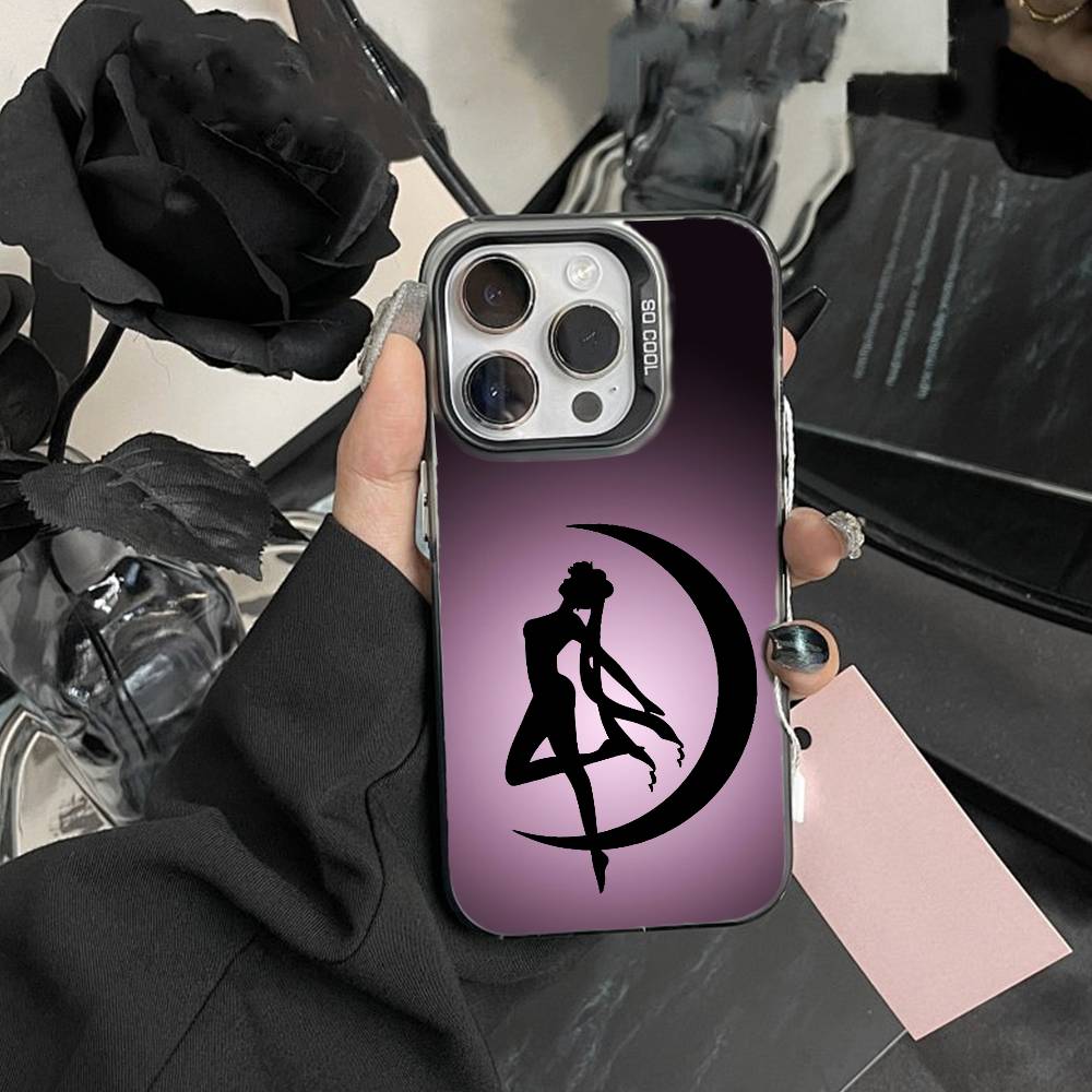 Cartoon P-Sailor Moons Phone Case For iPhone 17,16,15,14,13,12,Pro MAX Black Matte Shockproof Cover
