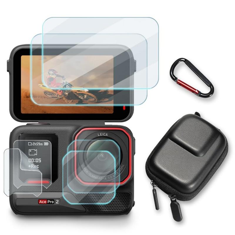 Accessories Kit for Insta360 Ace Pro2 Action Camera Storage Bag Case Screen Protector Films for Ace Pro 2 Mini Carrying Case
