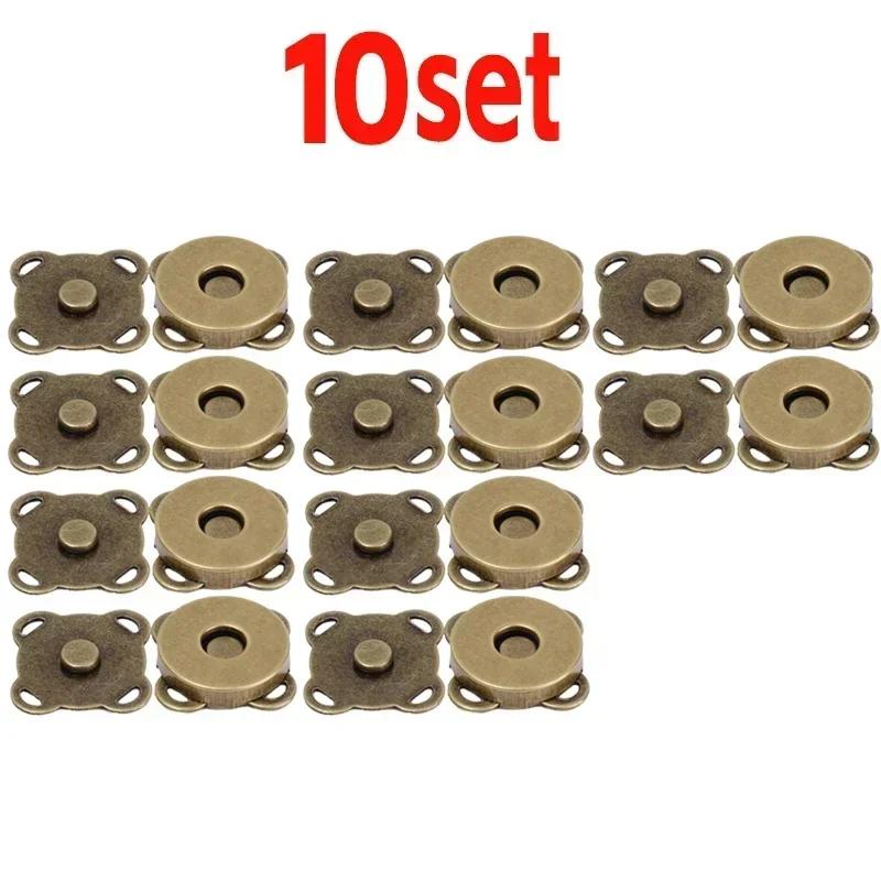 1/10Sets Magnetic Snap Button Metal Invisible Sew on Button Lock Clasps Fasteners for Purse Bags Clothes Craft DIY Accessories