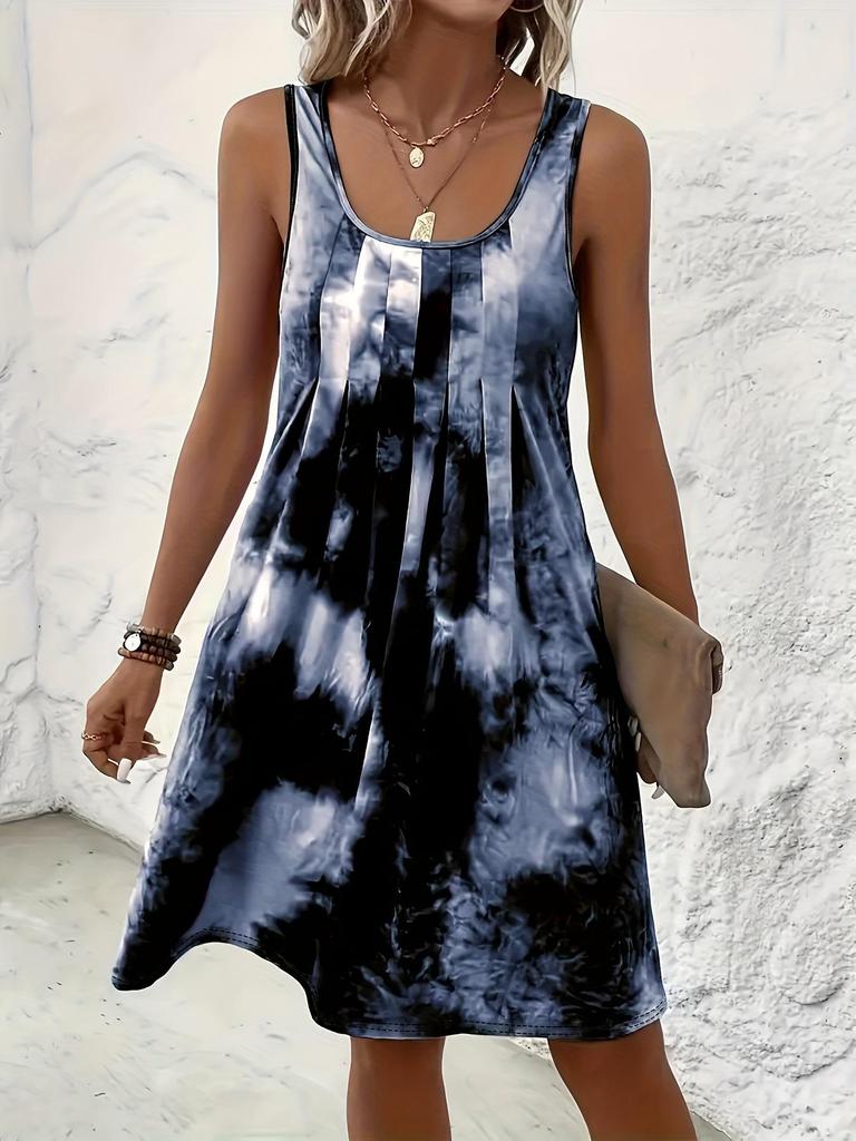 European and American Tie-Dye Sleeveless Loose Vest Dress - Spring/Summer 2026 Fashion