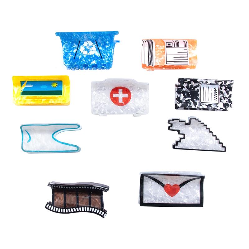 Pvc Hair Claw Print Imitation Acetic Acid Cartoon Hair Clips Cartoon Mouse Arrow Grip Clip